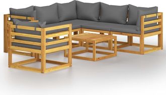 vidaXL 7 Pcs Garden Lounge Set Con Almohadillas Masivas
