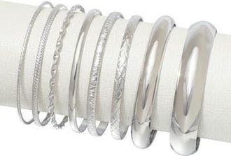 Adornia Set of 8 Assorted Bangle Bracelets in Silver at Nordstrom Rack