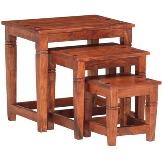 vidaXL Mesas Apilables 3 Unidades Madera Maciza De Acacia Vidaxl