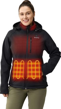 Ororo Womens Heated Jacket with Heated Collar, 4 Heat Zones Heated Coat with USB C Battery (Black,XL)