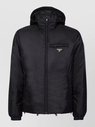 Prada hooded coat elasticated cuffs side pockets