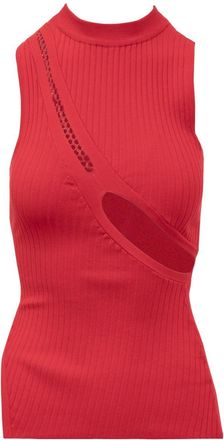 The Attico Red Knitted Crew Neck Top