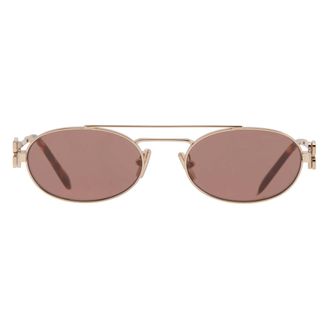 Miu Miu Brown Silver Oval Ladies Sunglasses MU 54ZS ZVN70D 53