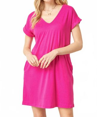 Entro Everyday Pocket Short Dress In Fuchsia