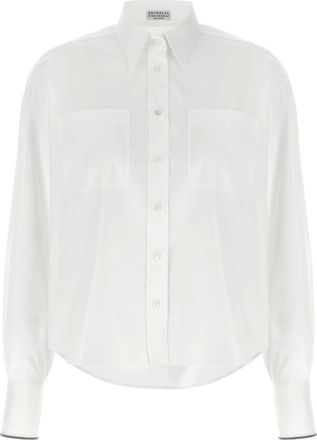 Brunello Cucinelli Dames, Blouses & Shirts, Wit, Maat: S Katoen
