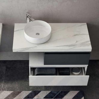 Savini Mensolone Singolo da 100 cm - Spessore 6 cm - color marmo bianco carrara