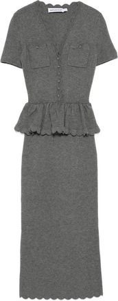 Self Portrait Peplum midi-jurk met zak - Grijs