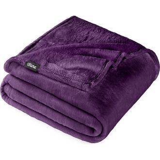 Bare Home Microplush Fleece Blanket in Plum at Nordstrom, Size Twin
