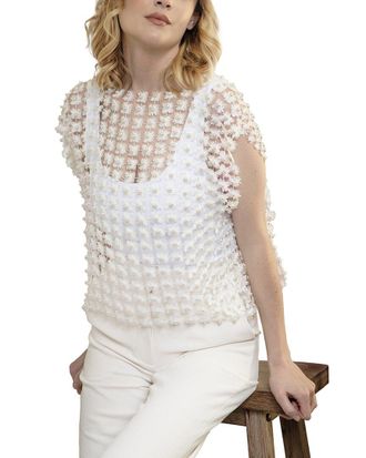 Saachi Saachi Pearl Accented Floral Shell