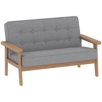 OEM Sof&aacute; Para Ni&ntilde;os De 2 Plazas Sill&oacute;n Infantil De Felpa Suave Estructura De Madera Para Ni&ntilde;os De +3 A&ntilde;os Gris