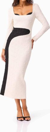Elliatt Paloma Long Sleeve Midi Dress In Black And White