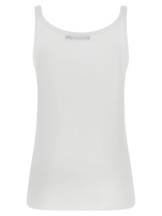 Dolce & Gabbana Womens White Cotton Sleeveles T-Shirt