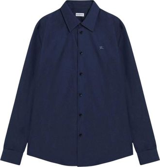 Burberry Monogram Motif Katoenen Popeline Shirt - Heren - Casual Overhemden - Blauw - S - Katoen - Overhemden