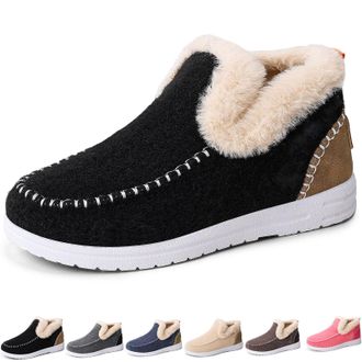 Generic Cozy Orthopedic Fleece Slip-On Boots, Winter Warm Plush Lined Non-Slip Comfort Shoes, for Men and Women (Black,11.5)