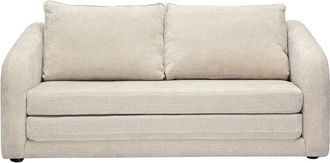 Miliboo Sof&aacute; Cama De 2 Plazas En Tela Efecto Terciopelo Texturizado Beige Mahaut