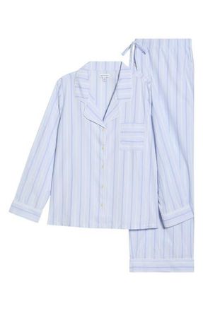 Nordstrom Classic Cotton Pajamas in Blue Parker Stripe at Nordstrom, Size 1X
