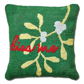 Tag Kiss Me Mistletoe Throw Pillow Dark Green Christmas Decor at Nordstrom, Size Medium
