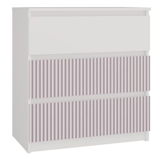 Topeshop Aster T3 - C&oacute;moda Para Ni&ntilde;os - 70x40x77 - 3 Cajones - Mueble De Almacenaje Moderno - Blanco Y Rosa
