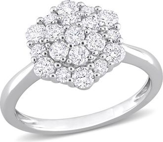 Amour 1 CT TW Diamond Cluster Engagement Ring In 10K White Gold