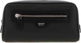 Tom Ford Grain Leather Smart Wash Bag - Heren - Toilettassen - Zwart - ONE Size - Leer - Tassen