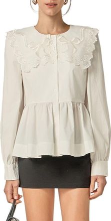 English Factory Collar Poplin Top in White at Nordstrom, Size X-Small
