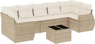 vidaXL Vidaxl - Juego De Sof&aacute;s De Jard&iacute;n Con Cojines Beige 8 Pzas Rat&aacute;n Pe
