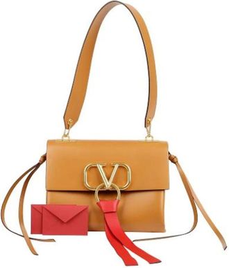 Valentino Pre-owned Handbags, female, Brown, Size: ONE SIZE Pre-owned V Logo Flap Shoulder Bag