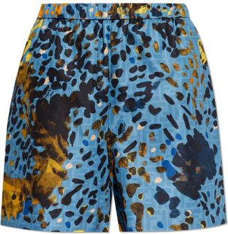 Fendi Korte Broeken, Dames, Blauw, M, Polyester, Printed Shorts