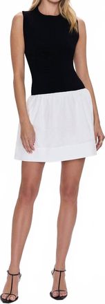 Pistola Denim Adrienne Drop Waist Dress In Noir And Le Blanc