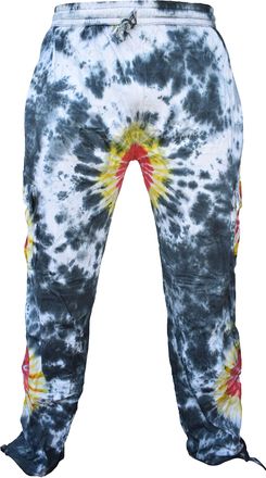 Gheri Tie Dye Cargo Lightweight Drawstring Hem Cotton Pants Black White XX-Large