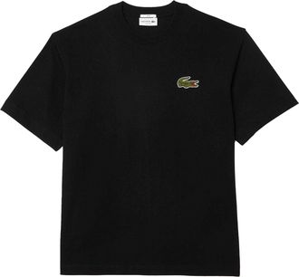 Lacoste Heren Zwaar Katoen Oversized T-shirt (Zwart)