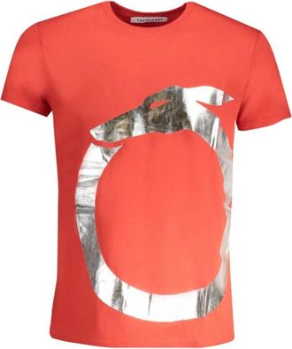 Trussardi T-shirt met korte mouwen - Heren - T-shirts - Rood - XL - Katoen - Tops