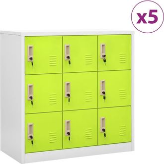 vidaXL Vidaxl - Armarios Taquilla 5 Uds De Acero Gris Y Verde 90x45x92,5 Cm