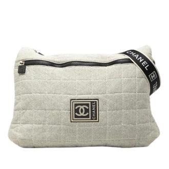 Chanel Pre-owned Quilted Crossbody Bag - Dames - Pre-owned - Beige - Maat: ONE Size Katoen
