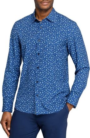 ConStruct Paisley Woven Long Sleeve Basic in Steel Blue at Nordstrom, Size Xx-Large