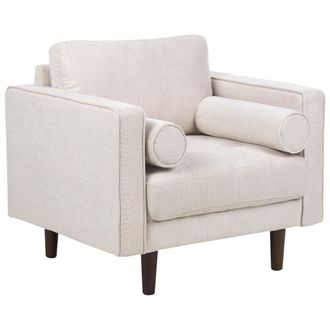 Beliani Beliani - Sill&oacute;n Retro Tapizado Tela Respaldo Acolchado Grueso Sala De Estar Beige Nurmo