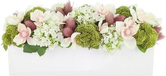 Creative Displays Inc. Handmade Faux Butterfly Magnolias & Hydrangeas In Fiberstone Planter