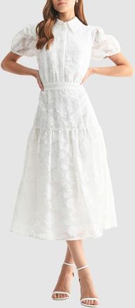 Mila Mae Floral Jacquard Shirtdress in White at Nordstrom, Size Medium