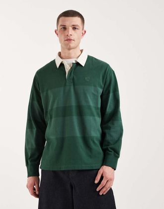 Timberland Polo stile rugby a maniche lunghe a righe color pino-Verde