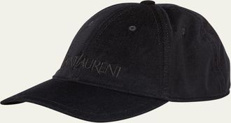 Saint Laurent Mens 6-Panel Corduroy Logo Baseball Cap