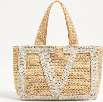 Valentino Garavani Valentino Garavani Viva Superstar Large Raffia Shopping Bag Wo