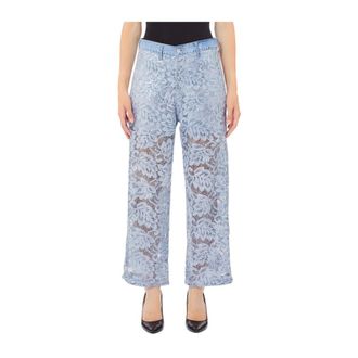 Liu Jo Straight Trousers, female, Blue, Size: M Flared Lace Trousers