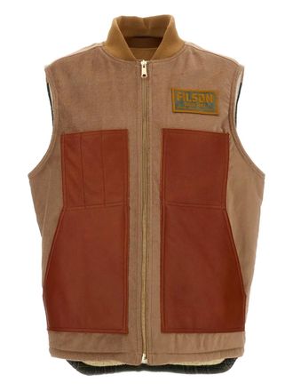 Junya Watanabe logo-patch gilet - Brown