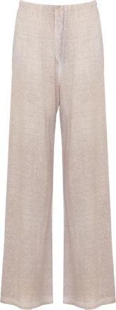 Avant Toi Broeken, Dames, Beige, S, Linnen, Linnen Palazzo Broek