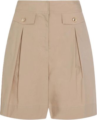 Twin-Set High-Waisted Tailored Shorts with Pleats and Flap Pockets