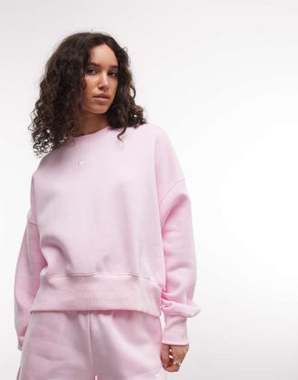 Nike Phoenix - Felpa super oversize rosa chiaro