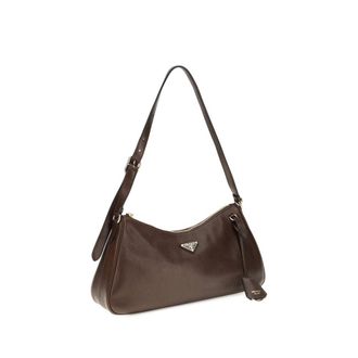 Prada Womens Brown Calf Leather Bos Taurus Shoulder Bag