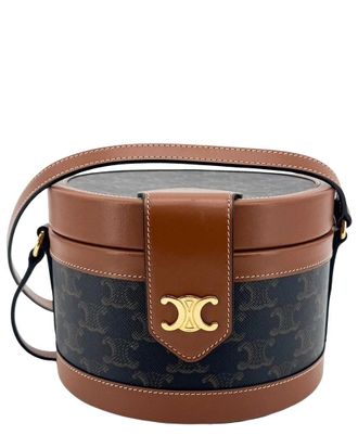 Celine Celine Black Triomphe Canvas Tambourine Tan (Authentic Pre-Loved)