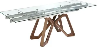 Angel Cerd&aacute; Mesa comedor extensible rectangular cristal templado y nogal