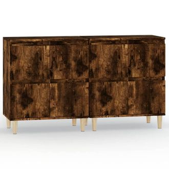 Berkfield Home Sideboards 2 pcs Smoked Oak 60x35x70 cm Engineered Wood in Brown | Size: 60 x 35 x 70 cm